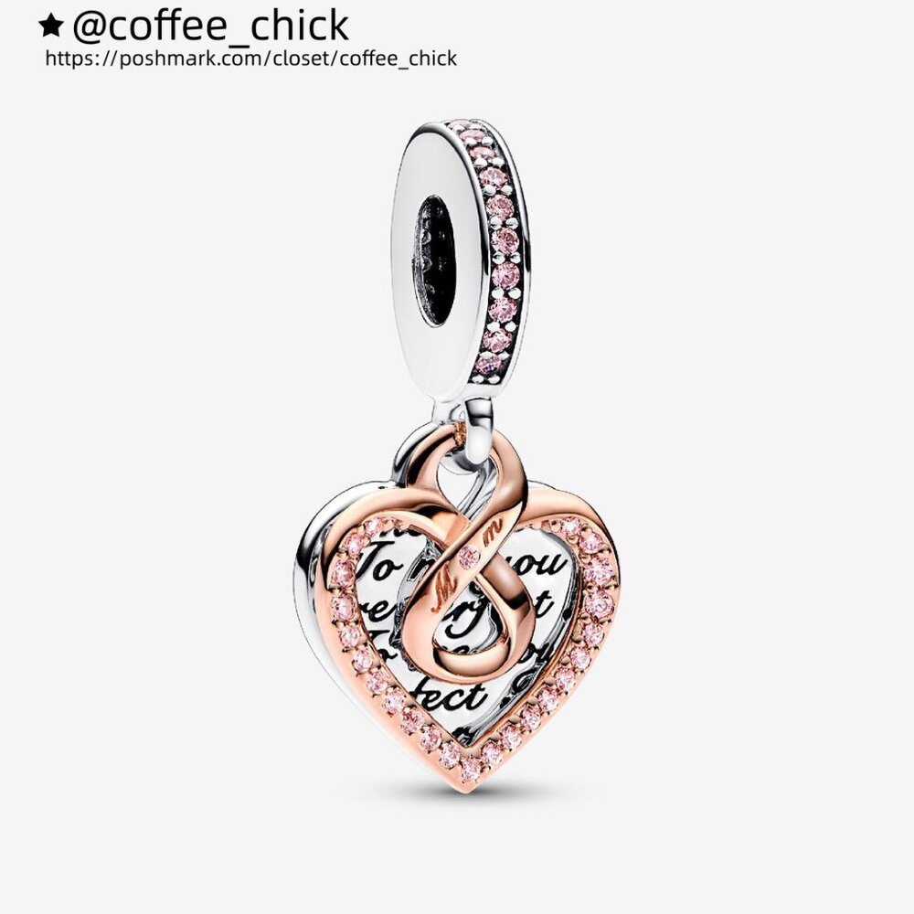 Pandora Two-tone Infinity Heart Double Dangle Charm